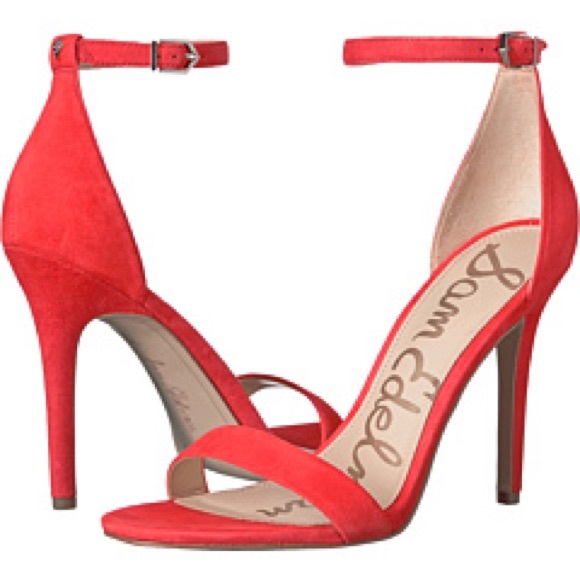 Sam Edelman Vibrant Red Suede Heels - Picture 1 of 12